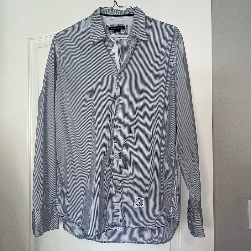Marc O’Polo Long Sleeve Button Down Pin Striped Blue Top - XL